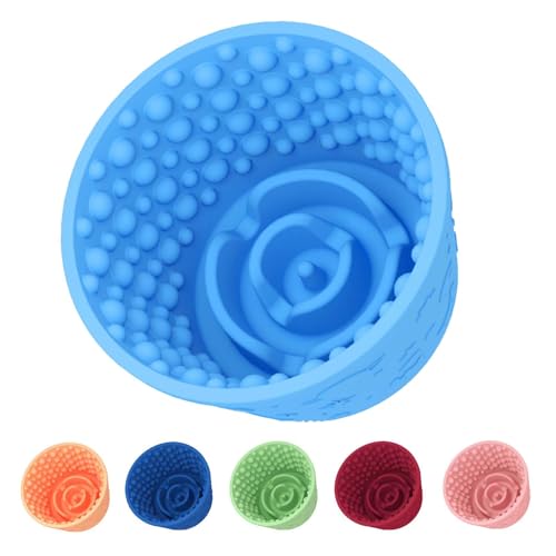 Dog Slow Feeder Lick Bowl, Non-Slip Licking Treat Dispenser, Slow Feeder Dog Bowls for Small Medium Large Breed Dogs, Anxiety Relief & Anti-Choking, BPA Free Silicone (Light Blue, 1.6 Cup) - color: Light Blue