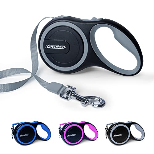 16 FT Retractable Dog Leash with No Tangle for Dog up to 44lbs, One-Handed Brake, with Non-Slip Handle, Strong Nylon Tape for Small and Medium Dogs - color: Gray, size: 16FEET