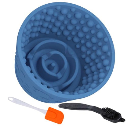Dog Lick Bowl,Anxiety Relief Non-Slip Silicone Treat Bowl,Durable Anti-Choking Long-Lasting Enrichment Slow Feeder Licking Mat for Small Medium Large Breed,Freezable BPA Free Silicone Dishwasher Safe - color: Dark Blue, size: M-L