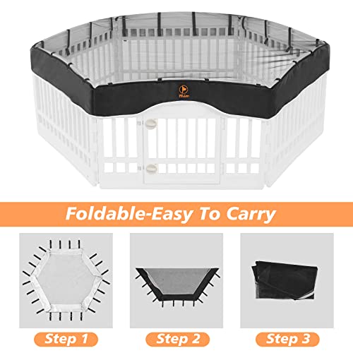 PJYuCien Dog Playpen Mesh Top Cover, Fits 36 Inch 6 Panels Regular Hexagonal Plastic Exercise Pet Pen, Telescopic Buckles Connections, Black (Note: Only Cover, Fence Not Included) - style: Black Cover, 36"Width, Black ( Elastic Buckles Connections )