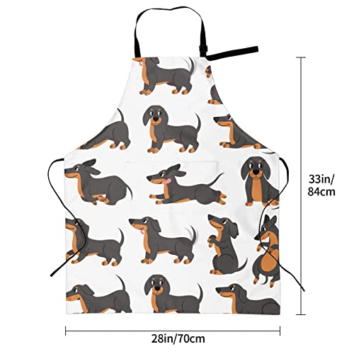 Dog or Paw Apron - 33" x 28" Large with 26" Waist Ties, Lightweight, with 2 Pockets for Your Cooking Essentials - style: Dachshund