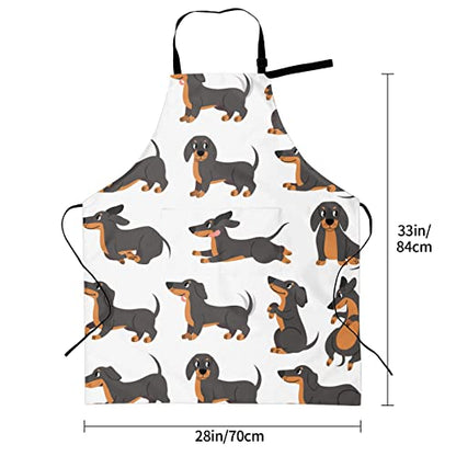 Dog or Paw Apron - 33" x 28" Large with 26" Waist Ties, Lightweight, with 2 Pockets for Your Cooking Essentials - style: Dachshund