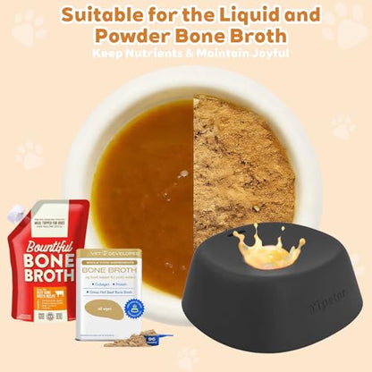 Yipetor Slow Feeder Dog Bowls for Liquid Treat, 【Enrichment Ball-Roll】 Bone Broth Dog Lick Bowl, 3/4 Cup Yogurt Pup Lick Toy for Large Medium Small Breeds Dietary Supplement/Post-op Nutrition - color: black