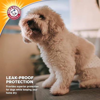 Arm & Hammer Large Male Dog Wraps, Disposable Belly Band Diapers with Baking Soda Odor Control, Super Absorbent Leak Resistant Design for Marking and Incontinence, 18-27 Inch Waist, 12 Count - size: Large