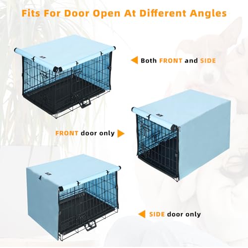 X-ZONE PET Double Door Dog Crate Cover - Polyester Pet Kennel Cover Fits 24 inches Wire Dog Cage Blue - color: Blue, size: 24.0"L x 18.0"W x 20.0"H