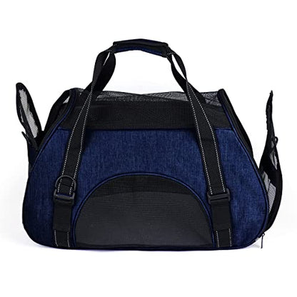 Dogline Carrier Bag Airline Approved Carrier for Dogs and Cats, Size M, Blue - color: Blue, size: H 13" x W 9" x L 21"