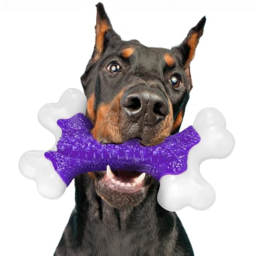 Kseroo Indestructible Dog Toys for Aggressive Chewers: Bacon Flavored Hard Nylon Bone Chew Toys, Tough Dog Chew Toys for Large Dogs, Dog Toys to Keep Them Busy for Medium Large Breed, Purple - color: 1PC-Bacon-Purple