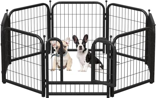 Metal Dog Playpen, 24 Inch Height 8 Panels, Ideal Dog Fence for Large/Medium/Small Dogs Indoor & Outdoor Bliss, Perfect Dog Pen for Camping, Yard, and RV | Black-Silver - size: 24"High, style: 08 Panels