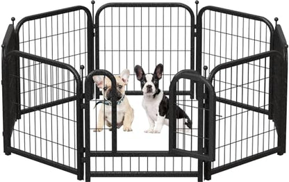 Metal Dog Playpen, 24 Inch Height 8 Panels, Ideal Dog Fence for Large/Medium/Small Dogs Indoor & Outdoor Bliss, Perfect Dog Pen for Camping, Yard, and RV | Black-Silver - size: 24"High, style: 08 Panels
