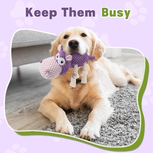 TOOPTATE Squeaky Dog Toy - Plush Interactive Chew Toy for Large, Medium and Small Dogs, Keeps Them Busy (Purple, Medium) - color: Purple, size: Medium