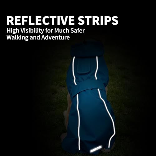 Waterproof Dog Raincoat, Adjustable Lightweight Dog Rain Jacket with Reflective Strip Leash Hole for Small Medium Large Dogs (Blue, 3X-Large(77-94lb)) - color: Blue, size: 3X-Large(77-94lb)