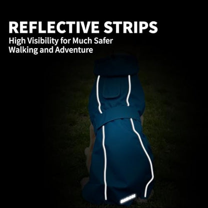 Waterproof Dog Raincoat, Adjustable Lightweight Dog Rain Jacket with Reflective Strip Leash Hole for Small Medium Large Dogs (Blue, 3X-Large(77-94lb)) - color: Blue, size: 3X-Large(77-94lb)