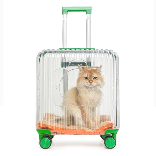 Transparent pet Suitcase, Transparent Rolling Travel Suitcase, Breathable Design for Cats and Dogs
