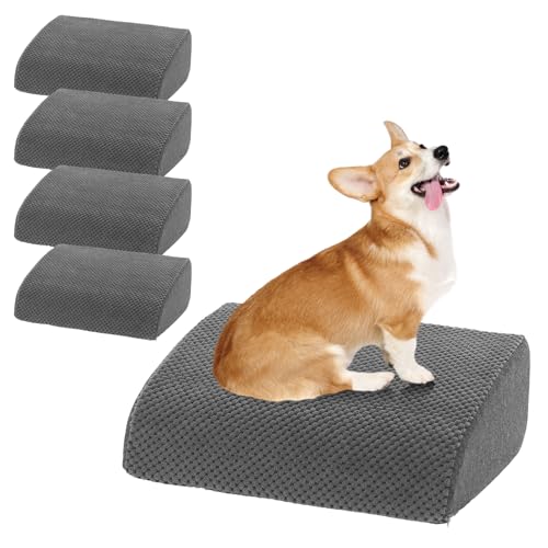 40D Dog Ramp for Stairs for Small & Senior Dogs and Cats – Non-Slip Stair Ramp for Dogs with Gentle Slope, Pet Ramp with Washable Cover & Self-Sticky Pads for Safe Climbing Easy Install(Grey, 5 Pack)