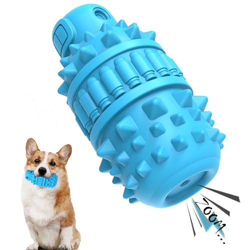 PIFFZEDO Dog Toys for Aggressive Chewers,Interactive Natural Rubber Chew & Squeaky Toy for Medium Breed Only(Not for Small Dog),Dog Toothbrush,Tough & Durable (Azure,Medium) - color: Azure, size: Medium（For 30–55 lb dogs）