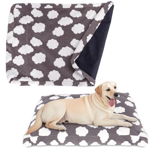 Faux Fur Dog Bed Covers – Ultra Soft Rose Velvet, Removable & Washable, Cozy & Durable,Large Pet Bed Cover Only (No Filling) – Gray, (Cloud Dark Gray, 36" L x 24" W x 4" Th)