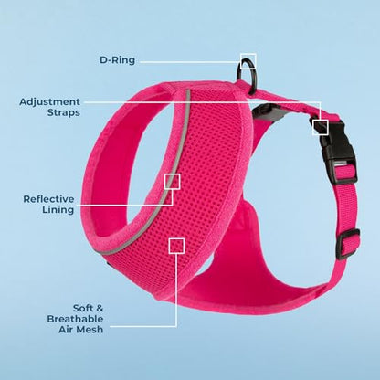 Best Pet Supplies Voyager Aerolite Over the Head Dog Harness, No Pull Breathable Air Mesh Vest, Quick Dry with Reflective Stitching, Adjustable Escape Resistant Harness - Fuchsia, Medium - color: Fuchsia, size: M