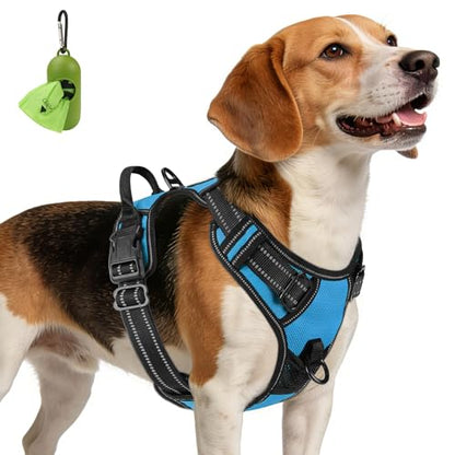Joytale No Pull Dog Harness Medium Sized Dog, Reflective Pet Vest with Front Clip, Adjustable Soft Padded Harnesses with Easy Control Handle for Training and Walking, Sky Blue, M - color: SkyBlue, size: Medium