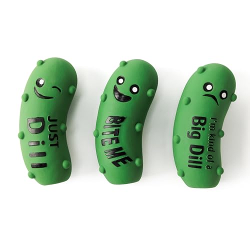 Squeaky Dog Toys, Soft Latex Rubber Squeaky Ball for Small Dogs Puppies, Cute Bounce Squeak Crunchy Pickle Pet Dog Toy - color: Crunchy Pickle - 3 Pack, size: Small