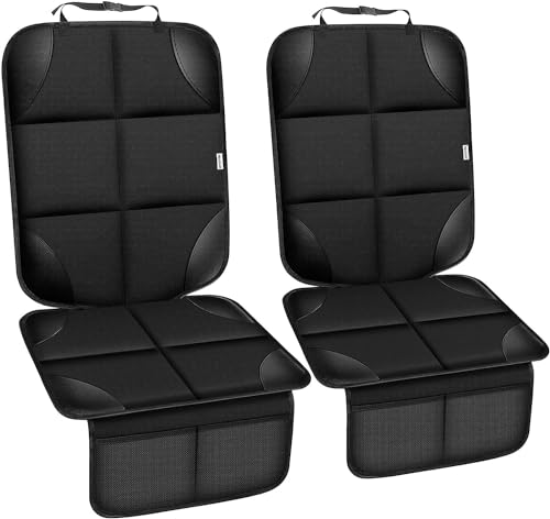 Meolsaek Car Seat Protector for Child Car Seat, Durable 600D Fabric Waterproof Car Seat Cover with Thick Pad Non-Slip Backing，No Imprints (Black 2pcs) - color: Black 2pcs
