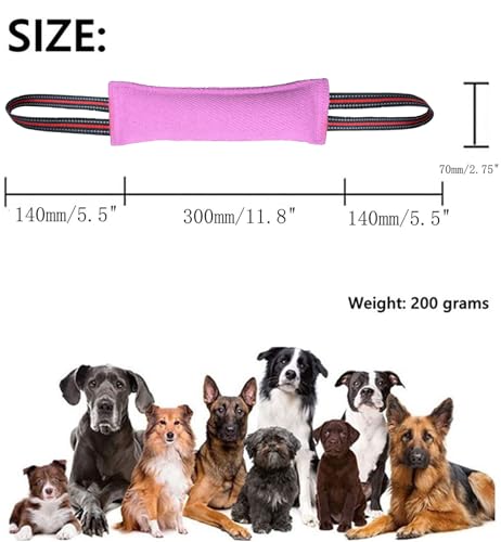 Clysoru Tug Toy for Dogs Tug of War Dog Toy with 2 Strong Red Band Handles Lasting Training Equipment Puppy to Large Dogs Interactive Toy Best for Tug of War Pull Indestructible Rope Toys (Pink) - color: pink
