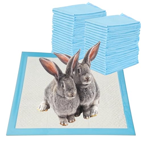 Fhiny 50 PCS Rabbit Pee Pads 18" x 24" Thicken Bunny Pee Pads Disposable Super Absorbent and Leak-Proof Potty Pad for Puppy Cats Guinea Pigs Chinchillas and Other Small Animals - color: Blue, size: M:18" × 24"/50Pcs