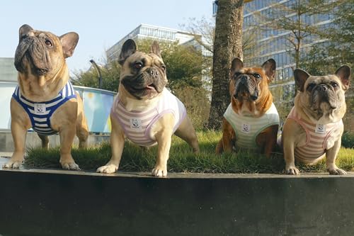 iChoue English Bulldog 100% Breathable Cotton Striped T Shirts Halloween Vest Clothes for Medium Dogs Tank Tops French Frenchie Pug Boston Terrier Pitbull Pink White Stripes - XLarge - color: Classic Stripe White Pink, size: X-Large ( 45 - 55 lbs )