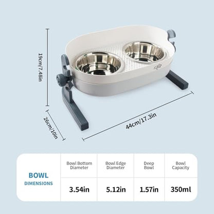 All for Paws Height Adjustable Cat Elevated Bowls Stainless Steel Dog Food Water Bowls, Height Adjustable Cat Feeder Mess Proof Pet Feeding Bowls for Small to Large Size Cats - size: Medium