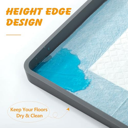 ondware Silicone Dog Pee Pad Holder for Standard 27x27 in Pads, Non-Slip Leak-Proof Puppy Pad Tray, Portable Puppy Training Mat with Raised Edges for Floor Protection, Easy to Clean - size: 27x27 in