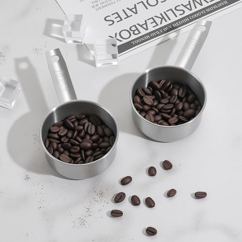 2PCS 1/2 Cup Dog Food Scoop, 125ml Stainless Steel Half Cup Measuring Scoop, Durable Dishwasher Safe Pet Food Scoops for Feeding Pet, Wet and Dry Ingredients