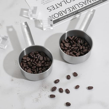2PCS 1/2 Cup Dog Food Scoop, 125ml Stainless Steel Half Cup Measuring Scoop, Durable Dishwasher Safe Pet Food Scoops for Feeding Pet, Wet and Dry Ingredients