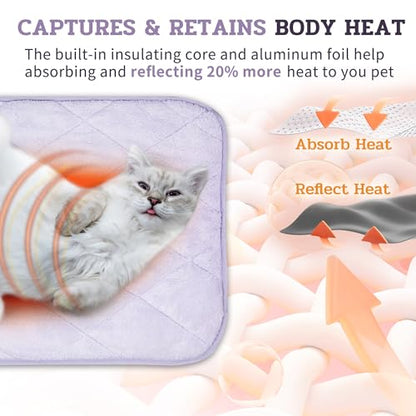 NWK Fluffy Self Warming Cat Mat, Cat Blanket, Thermal Dog Mat, Washable, Non-Slip Bottom for Sofa & Crate & Kennel & Car Seat (Purple, Medium (28'' X 19'' X 0.4'')) - color: Purple, size: Medium (28'' X 19'' X 0.4'')
