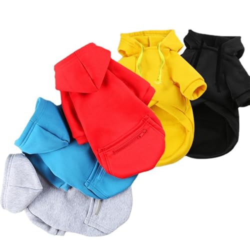 Jecikelon Dog Hoodies for Small Dogs with Zipper Pocket, Soft Fleece Puppy Clothes with Rope Hat, Warm Winter Outfits Cold Weather Coats, Cute Sweatshirt Chihuahua Costume (XX-Small, Y02-Grey) - color: Y02-Grey, size: XX-Small