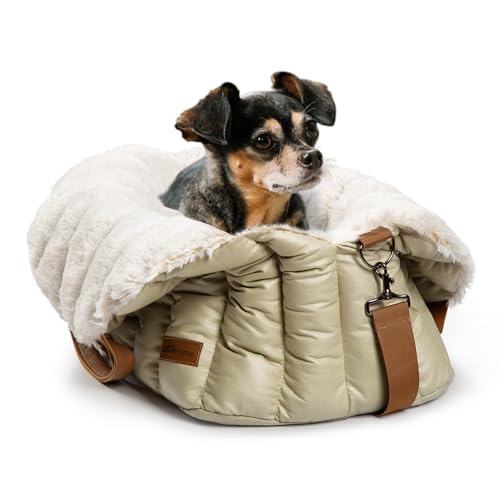 ClevaHome Small Dog Car Seat & Travel Carrier & Pet Bed, Soft Fleece Interior for Dogs up to 10lbs, Stylish Pet Travel Tote for Indoor and Outdoor Use - style: Fleece