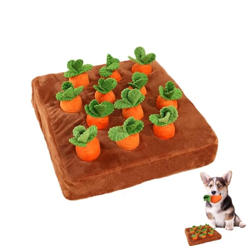 Carrot Snuffle Mat for Dogs, Interactive Dog Plush Puzzle Toys, 2 in 1 Non-Slip Nosework Feed Games, Pet Stress Relief with 12 Carrots