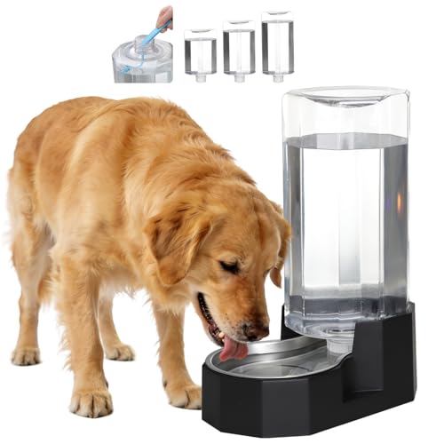 Sfozstra 9L Gravity Dog Water Dispenser Stainless Steel – Easy Clean | No Power Needed, for Medium/Large Dogs & Multi-Pet Homes, for Garage Garden Patio, Leak-Proof - color: Black, size: 9L Without Filter