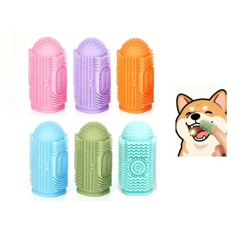 Toothbrush Set for Medium/Large Pet (6 Packs), Finger-Sleeve Toothbrush, Canine Cleaning & Oral Care, Pet Finger Brush, Suitable for Cats and Dogs