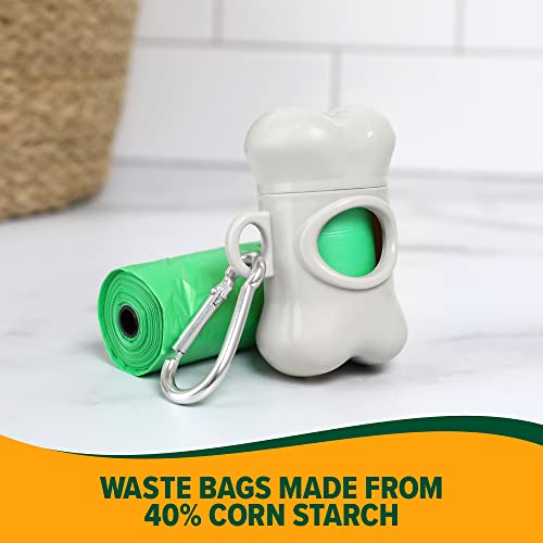 Arm & Hammer Dog Bone Shape Dog Poop Bag Dispenser With 30 Count Plant-Based Poop Bags With Activated Baking Soda; 9 x 14 Inches; White - color: White, size: 1 Count (Pack of 1)