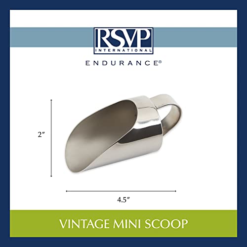 RSVP International Endurance Kitchen Collection Measuring Tools, Dishwasher Safe, Vintage Mini Scoop, Stainless Steel - size: Mini Scoop (Pack of 1)