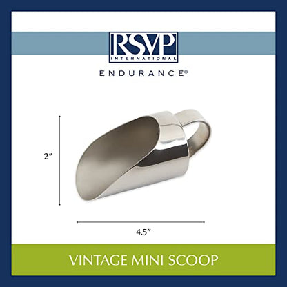 RSVP International Endurance Kitchen Collection Measuring Tools, Dishwasher Safe, Vintage Mini Scoop, Stainless Steel - size: Mini Scoop (Pack of 1)
