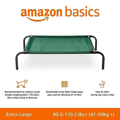 Amazon Basics Cooling Breathable Elevated Dog Bed with Durable Metal Frame for Large Dogs, X-Large, 60 x 37 x 9 Inch, Green, Easy to Clean - color: Green, size: X-Large