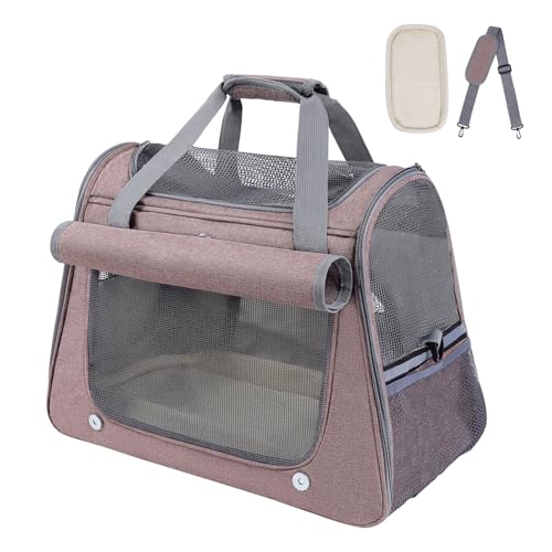 Airline Approved Soft-Sided Pet Carrier for Cats & Small Dogs - Ventilated Travel Bag with Removable Mat, Under 15 lbs, Red - color: Red