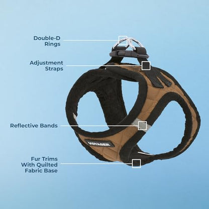 Best Pet Supplies - All Weather Mesh / Plush, Reflective, No Pull Harness for Small, Medium Dogs, Cats - Secure with Hook & Loop Fastener, Buckle, Double D-Rings - Beige Plush, L - color: Beige Plush, size: L (Chest: 18 - 20.5")