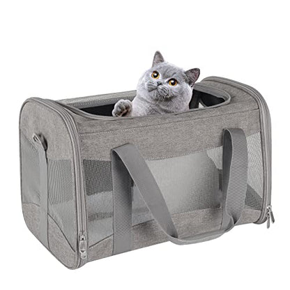 Cat Carrying Case - Pet Carrier Airline Approved, Protable and Breathable Pet Travel Carrier Removable Fleece Pad, Collapsible Cat Carrier Dog Carrier for Medium Cats Small Cats Dogs (X-Large, Grey) - color: grey, size: 20.0"L x 13.0"W x 13.0"H
