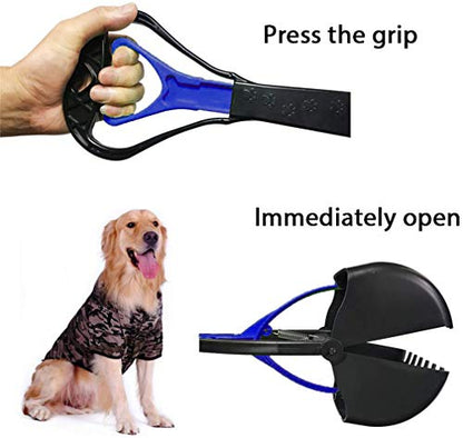 Pet Pooper Scooper, 24" Long Handle Portable Poop Scooper for Large and Small Dogs Cats, Foldable Dog Poop Pick Up Tool, Sturdy Garbage Rake Picker for Garden Backyard Grass Dirt Gravel (Blue) - color: Blue