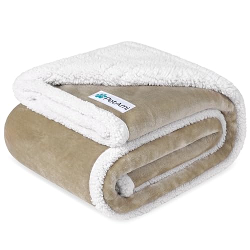 PetAmi Waterproof Dog Blanket for Couch, Pee Proof Sherpa Fleece Reversible Pet Throw, Furniture Protector for Bed Sofa Kennel, Soft Washable Cover for Small Medium Dog Puppy Cat, 29x40 Taupe - color: Taupe, size: Medium 29 X 40 Inches
