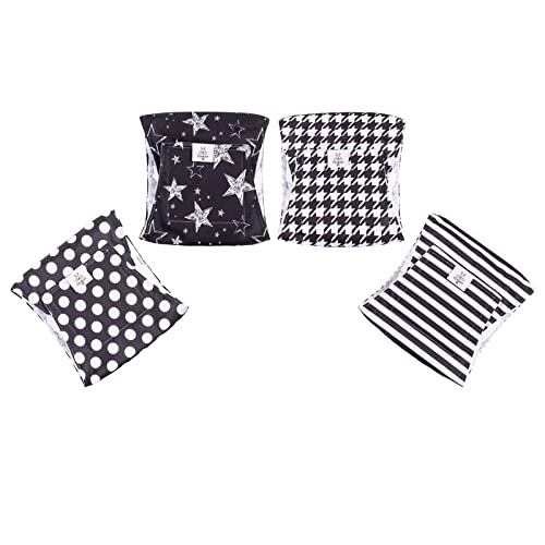 CuteBone Dog Diapers Male 4 Pack Puppy Wraps Reusable Doggie Belly Bands for Male Dogs Small Medium Large - size: M(14"-17")