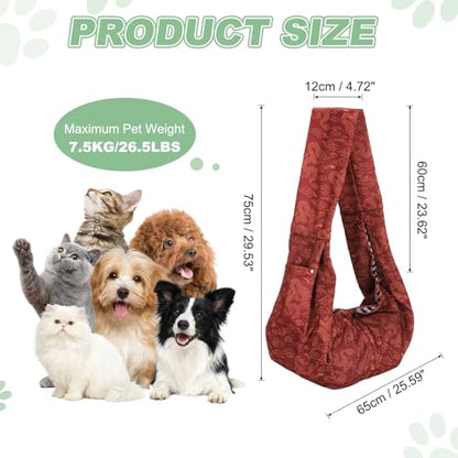 Dog Sling Carrier for Small Dogs and Cats Up to 16.5 Lbs, Breathable Texture with Pocket Pet Cross Body Shoulder Bag, (Red, 1 Pcs) Intended for Outdoor Travel/Camp - color: Red