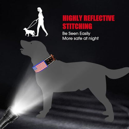 Heavy Duty Tactical Dog Collar with Neoprene Padded and Metal Buckle, Reflective Nylon for Medium to Large Dogs(Black, Medium) - color: Black, size: Medium (Pack of 1)