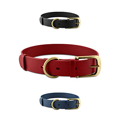 Tuff Pupper Classic Heavy Duty Dog Collar | 10x Stronger Than Leather | 100% Waterproof & Odor Proof Dog Collar | Tough Rust-Proof All Metal Hardware - color: Crimson Red